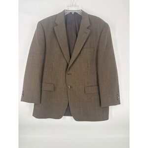 CHAPS Mens Wool Blend Blazer Jacket Brown Plaid Size 42S